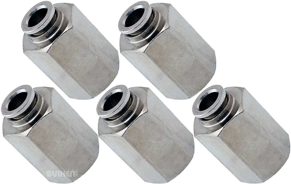 1/4" NPT Female Push to Connect (PTC) Straight Pneumatic Fitting for 1/4" OD Hose Bundle of