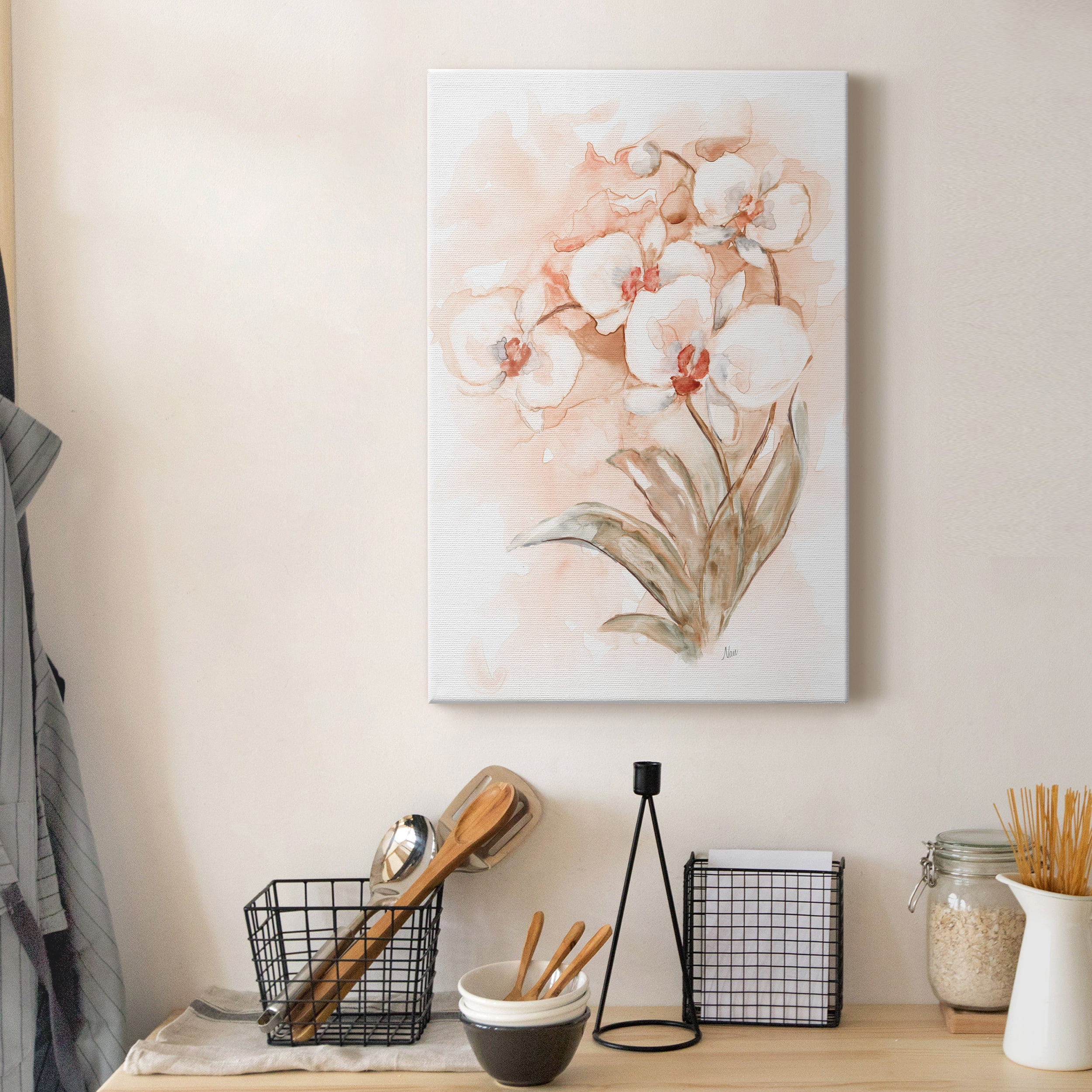 White and Coral Orchid II Premium Gallery Wrapped Canvas - Ready to Hang - 24 x 36