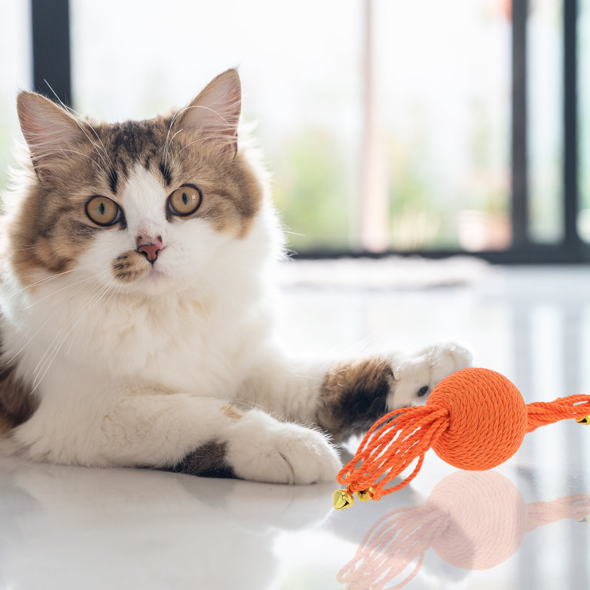 Unique Bargains Playing Ball with Bell for Cat Indoor Orange
