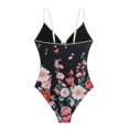 thumbnail image 7 of Women's One Piece Swimsuit Floral Print with Removable Bra Pads No Underwire Bikini Style for Beach Vacation,Black,L, 7 of 7