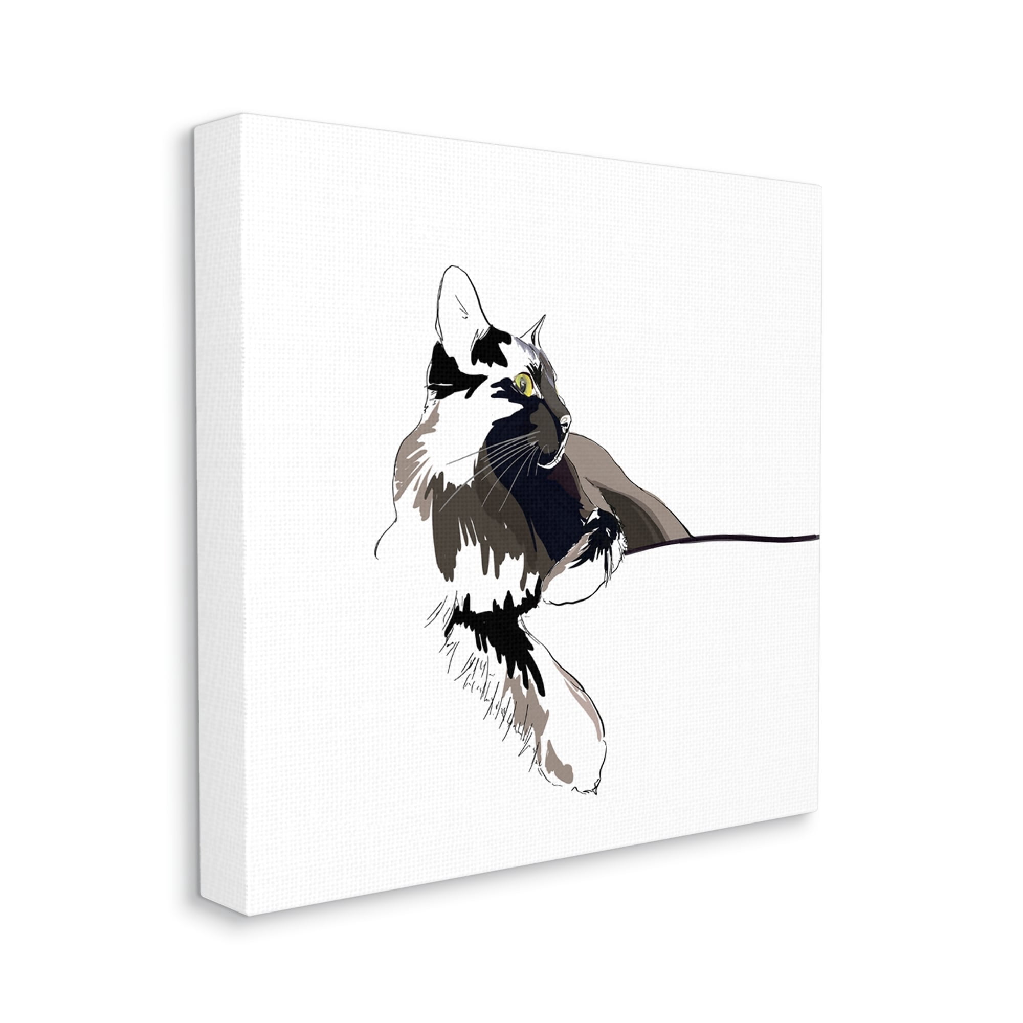 Stupell Industries Minimal Cat Lounging Pet Portrait Animals & Insects Painting Gallery Wrapped Canvas Print Wall Art