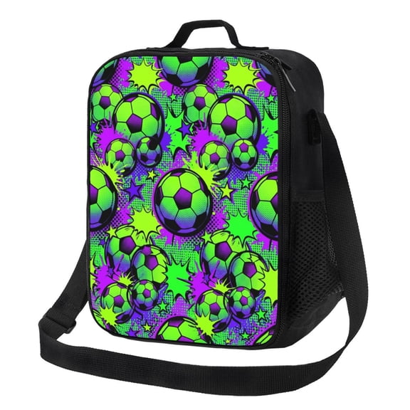 Soccer Ball Insulated Lunch Bag For Women & Men, Reusable Leak-Proof Lunch Box With Cooler Compartment, Lunch Tote For Adults Work Travel Picnic