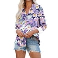 thumbnail image 2 of jobturf Womens Button Down Shirts Dress Shirts Long Sleeve Wrinkle Frees Collared Work Blouses Elegant Vintage Floral Print Tunic Tops, 2 of 6