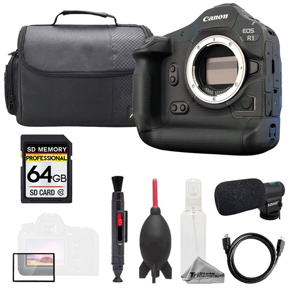 Canon EOS R1 (Body)   Mic   64GB   Bag  Screen Protector- Basic Kit (International Version)