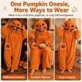 thumbnail image 4 of Halloween Pumpkin Onesie Family Matching Pajamas, Plush Snug Hooded Jumpsuit One Piece Loungewear,Soft Plush Fleece Jack-o'-Lantern Sleepwear with Hood & Pockets, 4 of 9