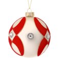 thumbnail image 1 of Regency International 4" Glass Velvet with Jewel Ball Ornament White Red, 1 of 1