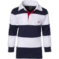 thumbnail image 1 of Sportoli Boys 100 Cotton Wide Striped Long Sleeve Polo Rugby Shirt, 1 of 3