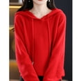 thumbnail image 5 of GigrtiJin Women's Knitted Hoodies Solid Color Casual Long-Sleeved Hooded Sweater Comfy Casual Drawstring Pullover Top, 5 of 6