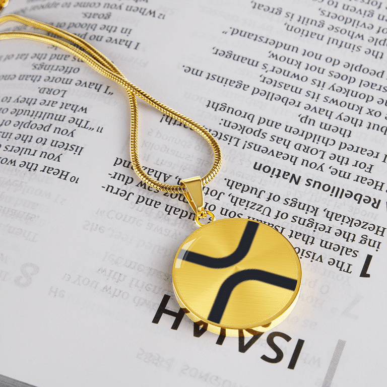 Ripple (xrp) Circle Necklace Stainless Steel or 18K Gold 18-22 inch, Adult Unisex, Size: 23.5, Grey Type Ripple (xrp) Circle Necklace Stainless Steel or 18K Gold 18-22 inch, Adult Unisex, Size: 23.5, Grey Type