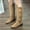 Khaki, variant on Jsaierl Womens Faux Suede Knee High Boots Side Zipper Flat Low Heel Boot Shoes Pointed Toe Stretch Knee High Pull On Fall Weather Winter Boots