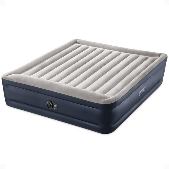 Open Box Intex Dura Beam Raised Blow Up Mattress Air Bed Built In Pump, King