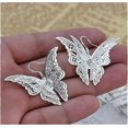 thumbnail image 1 of Pendientes colgantes de mariposa con filigrana bañados en plata para mujer (mariposa con filigrana), 1 of 4