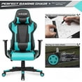 thumbnail image 5 of Furniwell Gaming Chair PU Leather Office Chair High Back Computer Chair Desk Chair Adjustable Swivel Racing Executive Leather Ergonomic Task Chair with Headrest and Lumbar Support (Cyan), 5 of 16