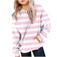 thumbnail image 2 of Cute Hoodies for Girl, Striped Pullover Tops Long Sleeve Oversized Hooded Sweatshirts Preppy Clothes New Girls and Toddlers' Long Sleeve T Shirts Pinky 110, 2 of 5