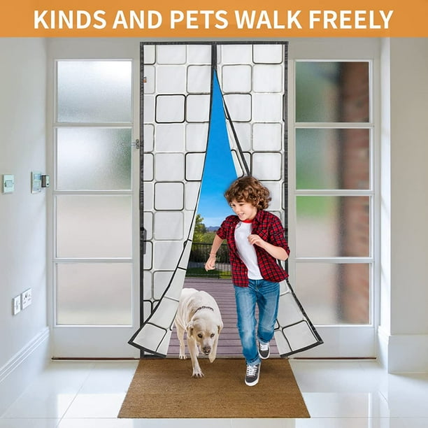 Magnétique Moustiquaire Porte Rideau 205 X 180 Cm Anti Mouche, Maille