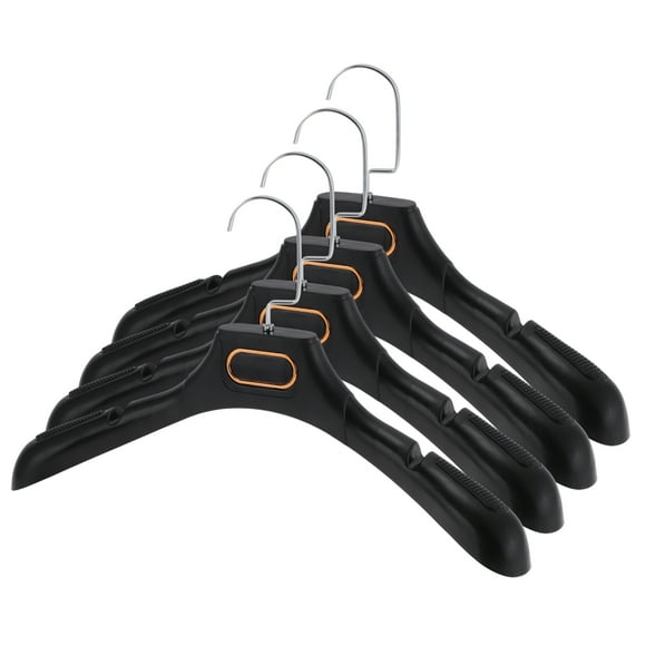 Perchas de ropa únicas de Bargains, 4 piezas, gancho plano ahorrador de espacio, percha de prendas negra