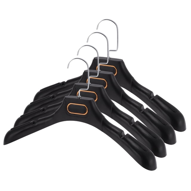 Perchas de ropa únicas de Bargains, 4 piezas, gancho plano ahorrador de espacio, percha de prendas negra