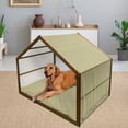 thumbnail image 2 of Taupe Pet House, Romantic Lively Meadow Inspired Spring Yard Flowers Feminine Fashion Bouquet, Outdoor & Indoor Portable Dog Kennel with Pillow and Cover, 5 Sizes, Indigo Yellow Taupe, by Ambesonne, 2 of 4