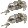 thumbnail image 1 of Qucyy Keyed Entry Locks Handles Sets,Round Ball Knobs,Locksets Satin Nickel Finished,Stainless Steel (2Pack), 1 of 5