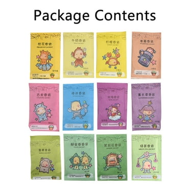 LITTLE HOME 12Packs Aromatherapy Scented Sachets Natural Smell Incense Wardrobe Sachet Set Air Fresh Scent Bag for Drawer and Closet,Home Fragrance Sachet for Lover