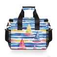 thumbnail image 7 of FORMRS Insulated Cooler Bag 24 Cans Capacity Soft Leakproof Lunch Box with Side Pockets, Red Hand Drawn Sailboats, 7 of 7