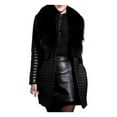 thumbnail image 2 of LoyisViDion Coat Women Winter Faux Leather Fur Long Sleeve Coat Jacket Outerwear Long Overcoat Black 4(S), 2 of 8