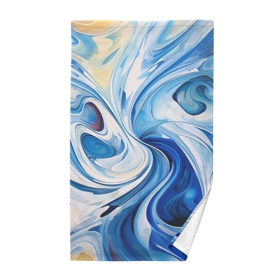 Blue with Liquid Cotton Face Towels Soft Hand Towel Absorbent Bathroom Towel for Kitchen Hotel Decoration