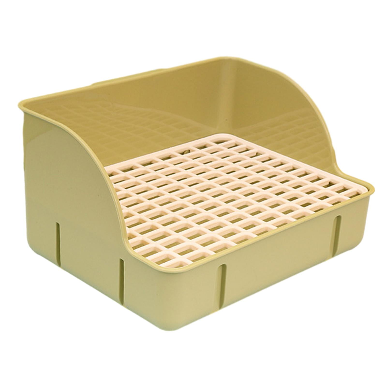Menolana Rabbit Corner Litter Pan 29x22x15.5cm Potty Trainer Corner Toilet Box for Guinea Pigs Chinchillas Cage Accessories green pp mesh