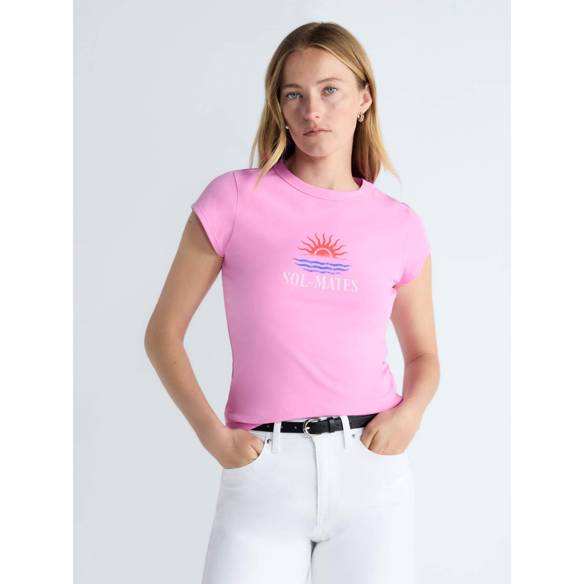 Free Assembly Women's and Women's Plus Cap Sleeve Tee, Sizes XS-4X