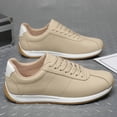 thumbnail image 3 of Men's White Retro Striped Leather Casual Sneakers, 3 of 6