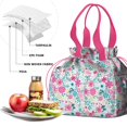 thumbnail image 4 of Pioneer Flower Drawstring Lunch Bag Women - Drawstring Lunch Bag Insulated for Work Office - Stain-Resistant Large Lunchbags for Women with Multi-Pockets, 4 of 6