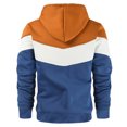 thumbnail image 4 of Hoodies for Men Big and Tall Pullover Hooded Sweatshirt with Pocket Fashion Color Block Long Sleeve Hoodies (Brown L), 4 of 4