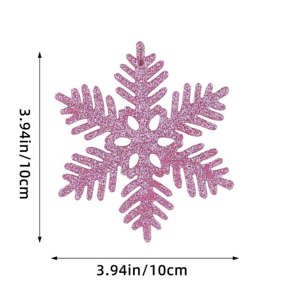 12PCS Christmas Snowflake Ornaments,Pink Glittering Snowflakes Hanging Decoration Plastic Snowflake Crafts for Holiday Party Xmas Tree Winter Wonderland Decor