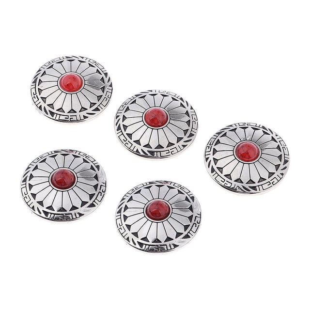 5 botones vintage con remaches de moneda redondos y flores con rosca trasera UNA