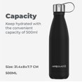 thumbnail image 4 of HYDRATE Carbon Black Stainless Steel Water Bottle - 500ml - BPA Free, Insulated, Reusable - 24 Hours Cold & 12 Hours Hot, 4 of 5