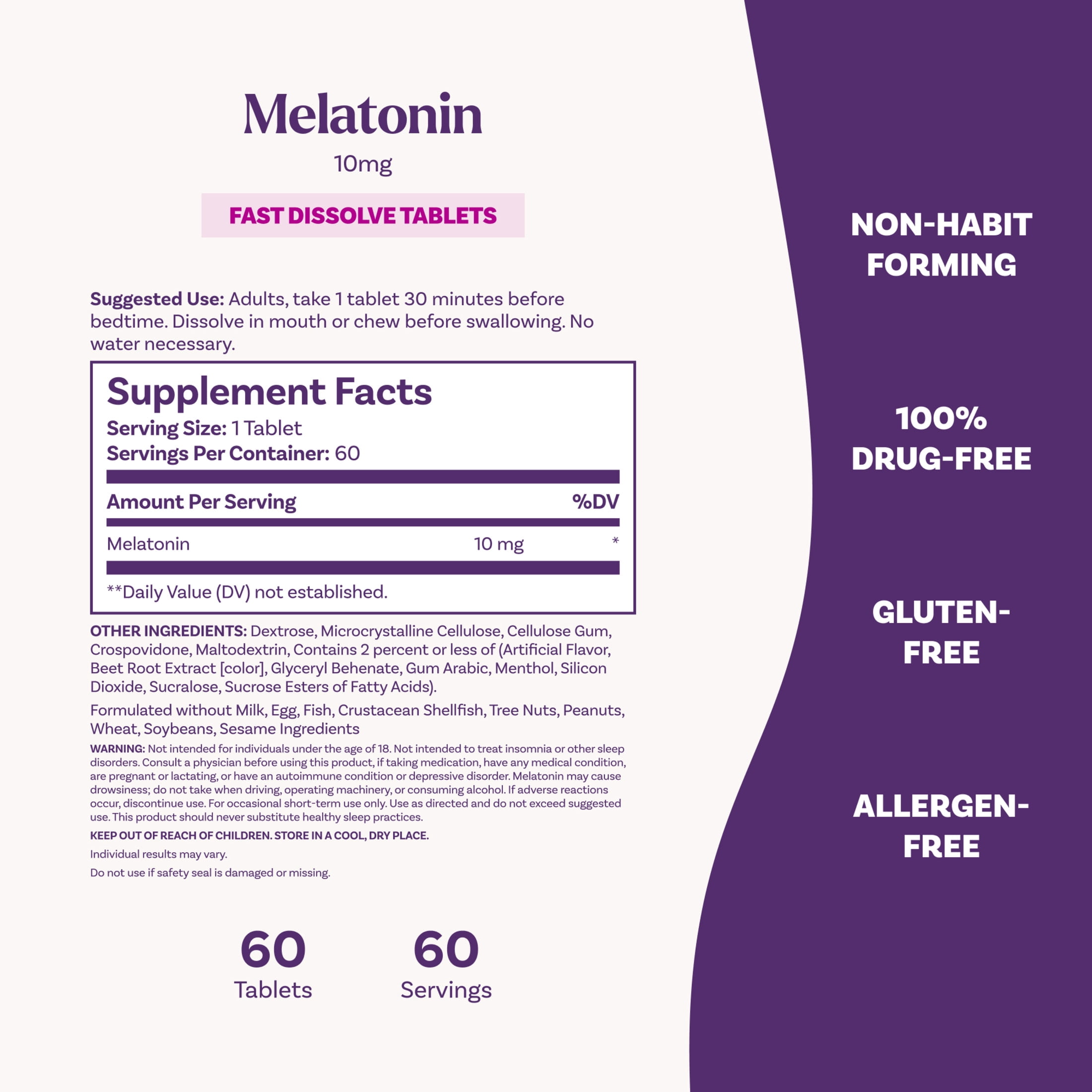(2 pack) Natrol® Sleep Melatonin Fast Dissolve Tablets, Nighttime Sleep Aid, Strawberry Flavor, 10mg, 60 Ct