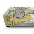 thumbnail image 3 of Animal Soft Flannel Fleece Throw Blanket, Funny Bathing Mouse Trunk in the Desert Cartoon Animal Print Kids, Cozy Plush for Indoor and Outdoor Use, 60" x 80", Grey Yellow Cream, by Ambesonne, 3 of 6