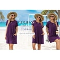 thumbnail image 6 of TEMOFON Women T Shirt Dresses Casual Short Sleeve Crewneck Midi Dresses Flowy Beach Sundress with Pockets with Pockets Swing Vacation Holiday Summer Dresses Solid color Purple Size S, 6 of 9