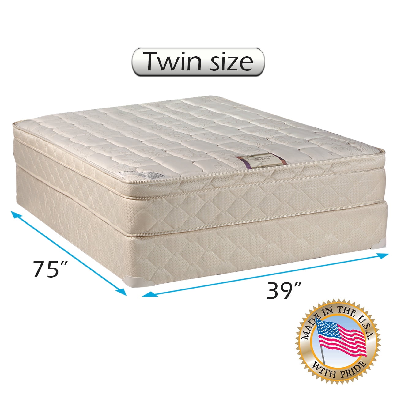 Dreamy Collection Medium Firm Eurotop (Pillowtop) Twin Mattress Set