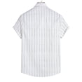 thumbnail image 4 of RXIRUCGD Chemises Blanches pour Hommes Chemise Décontractée Ajustée à Rayures à Boutons à Col à Revers à Manches Courtes Hauts d'Été, 4 of 9