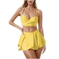 thumbnail image 2 of Sentmoon 3 Piece Bikini Sets for Women Womens Bikini Top and Swim Skirts Plus Size Swimsuit Women Curvy Polka Dots Print Spaghetti Strap Womens Swimwear Beach Must Haves Yellow L, 2 of 6
