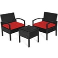 thumbnail image 3 of Spaco 3 Piece Patio Conversation Bistro Set, Balcony Furniture Outdoor Rattan Patio Chairs Set with Side Table, Rattan Patio Set for Garden Porch Yard, Red, 3 of 8