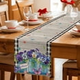 thumbnail image 5 of Table Runner - 90 Inch Long, Hello Spring Kitchen Dining Table Runner Dresser Scarves, Pastoral Purple Bottle Floral Wooden Plaid Farmhouse Decor for Coffee Tables Wedding Party Banquet, 5 of 8