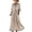 Apricot, variant on Women's Summer Casual Twist Waist Long Dress Cotton Linen Short Sleeve V Neck Boho Swing Dress Beach Vacation Flowy A-line Sundress White