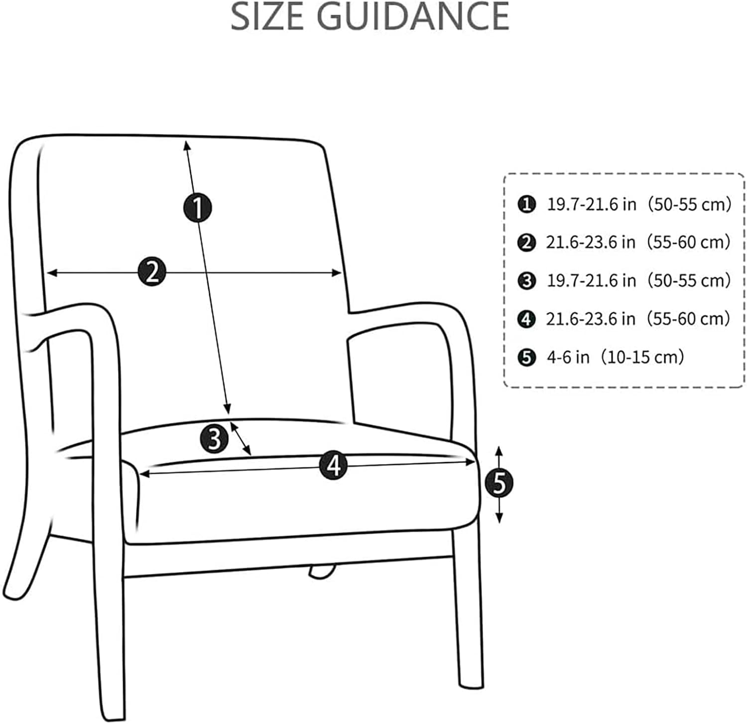 Stretch Arm Chair Covers,Mid-Century Modern Chair Cover Reading Armchair Covers Single Sofa Covers Wooden Arm Chair Cover Protector Living Room Hotel Decor, White