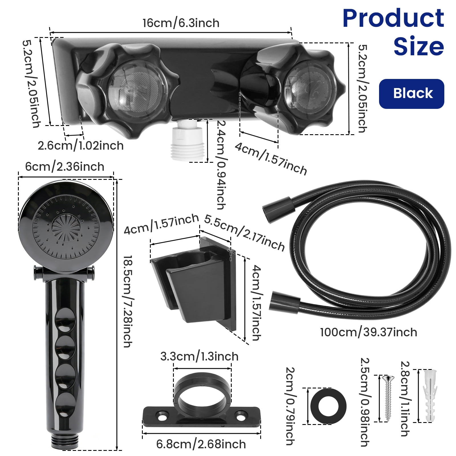 RV Shower Faucet with Handheld Showerhead and Hose 4" Metal Shower Set Leak Resistant for RV Camper Motorhome Travel Trailer (Indoor/Outdoor Use)