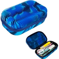 ZIPIT Wavy Pencil Box for Boys | Fidget Toy | Large Capacity Silicon Sensory Pencil Case (Blue)