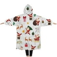thumbnail image 2 of Oversized Wearable Blanket Hoodie,White Christmas Santa and Gift Pattern Sherpa Blanket Hoodie with Super Pockets,Super Warm Fuzzy Pullover for Women & Men, 2 of 6