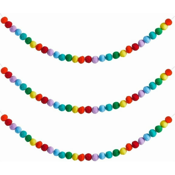 3Pcs Felt Ball Garland Colorful Pom Pom Garland 7.88 Feet 30 Balls Home Room Hanging Decoration Wool Felt Ball Christmas Tree Garland for Christmas Home Party Gray DIY