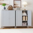 thumbnail image 5 of SOLAURA Bathroom Storage Cabinet, Wooden Floor Cabinet with Magnetic Double Doors & Adjustable Shelves, Freestanding Cupboard for Bathroom, Laundry Room, Entryway & Small Apartments, Gray, 5 of 8